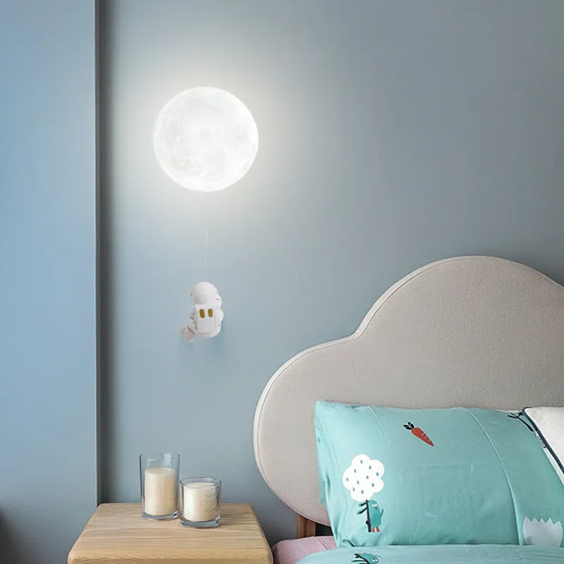 Children's room moon wall lamp modern minimalist Nordic 15cm diameter LED light fixture