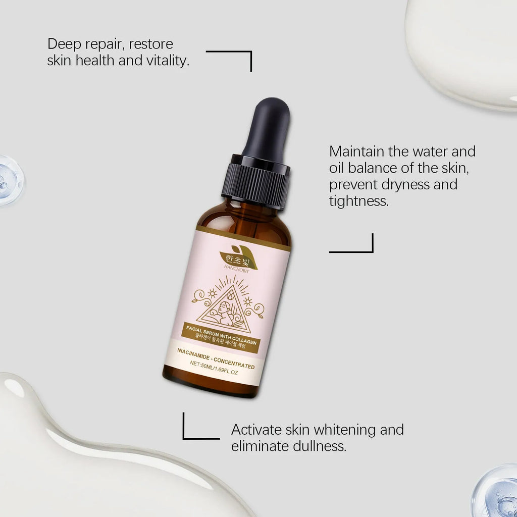 50ml bottle of Collagen Facial Fluid essence serum with nicotinamide