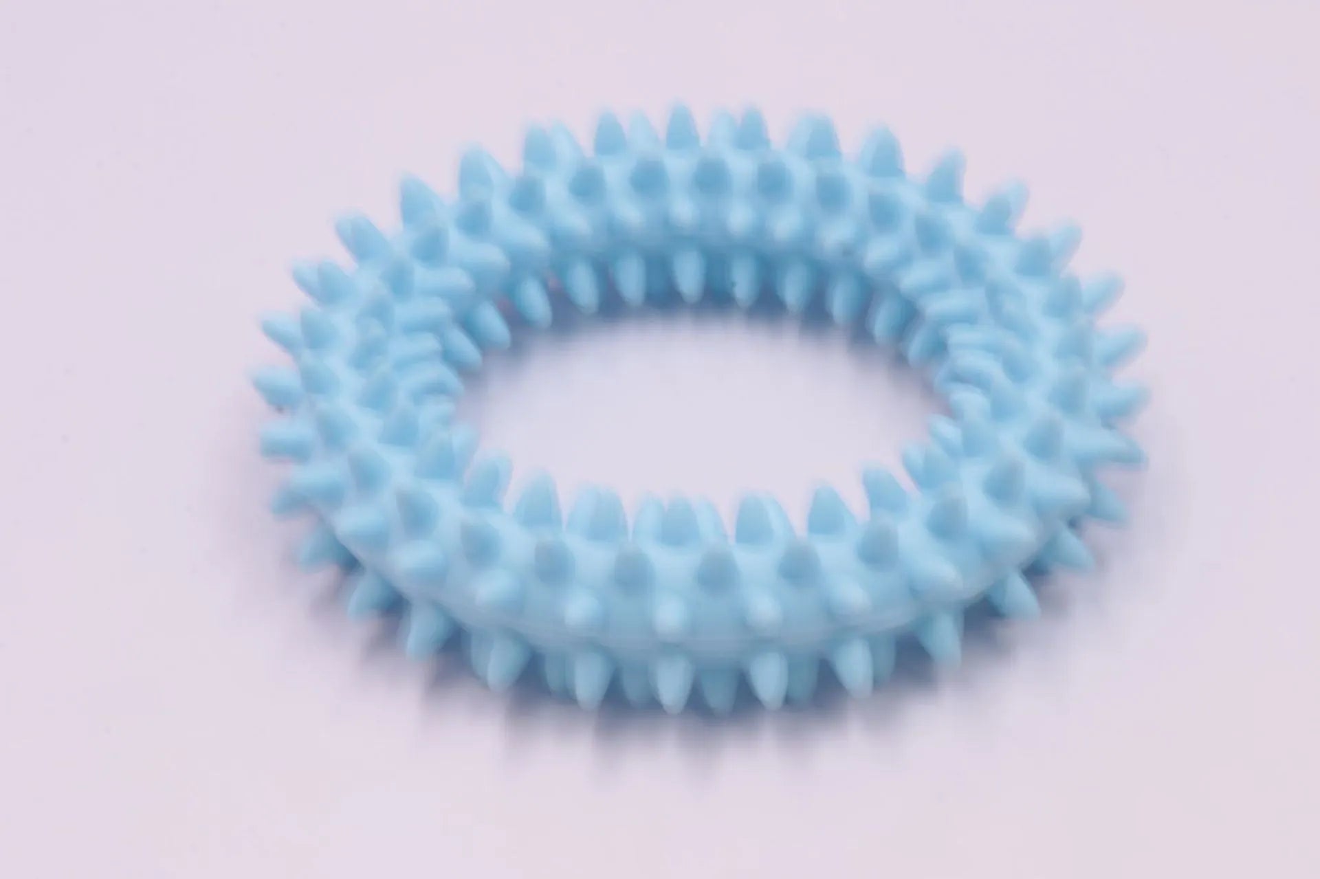 Blue spiky TPR circle ring dog chew toy for dental cleaning and bite training