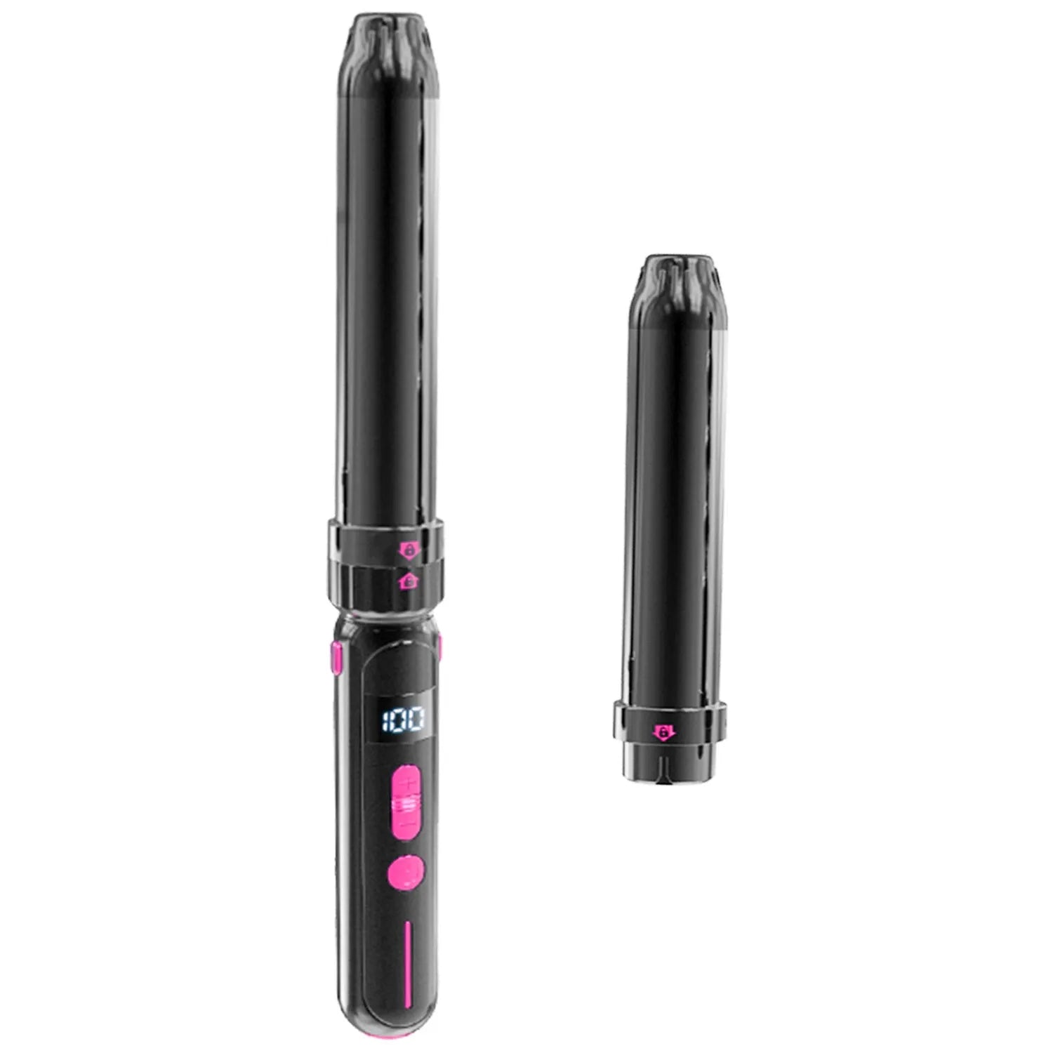 Black ceramic curly hair sticks with dual-purpose roll and straight function, 21-30mm diameter, spray coating shell