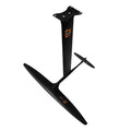 Black carbon fibre racing hydrofoil with 1051mm front wing for unpowered surfing