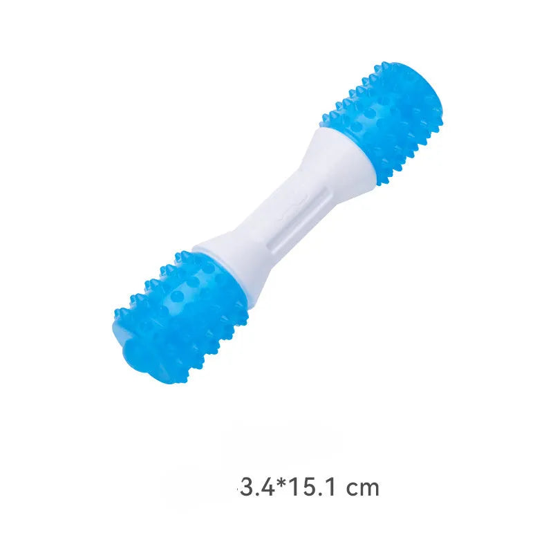Dual-colour puppy teething chew toy made from TPR and PU rubber for dogs aged 2-8 months