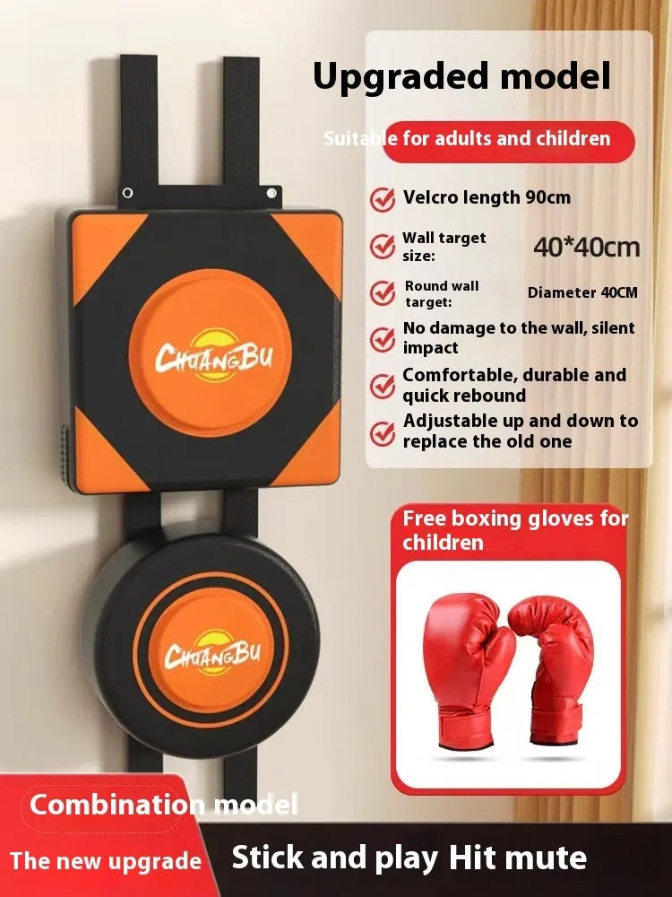 Hanging wall-mounted PU boxing sandbag target for home fitness training.