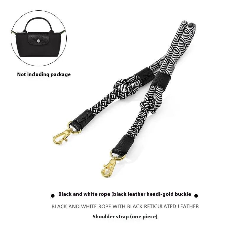 Braided nylon and cowhide leather crossbody strap with alloy buckle for bag modification
