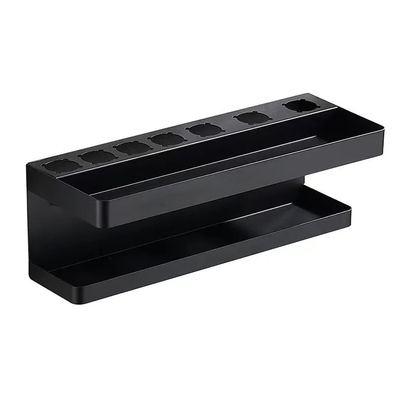 White punch-free double-layer aluminium bathroom storage rack for Marcel wavers and hair curlers