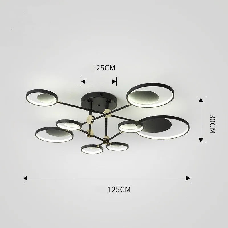 Modern molecular LED ceiling light with glass chandelier 720mm tricolor for living room
