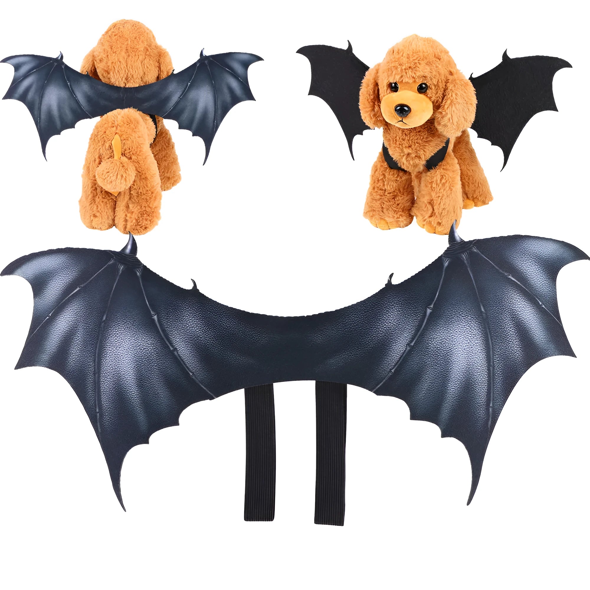 Black cloth bat wing pet costume accessories in three sizes for Halloween dressing