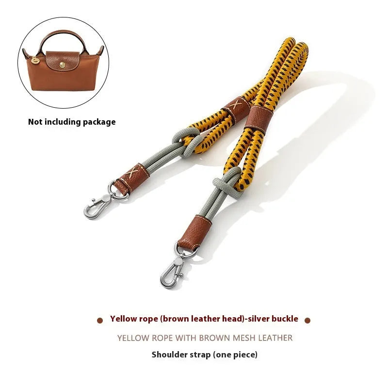 Braided nylon and cowhide leather crossbody strap with alloy buckle for bag modification