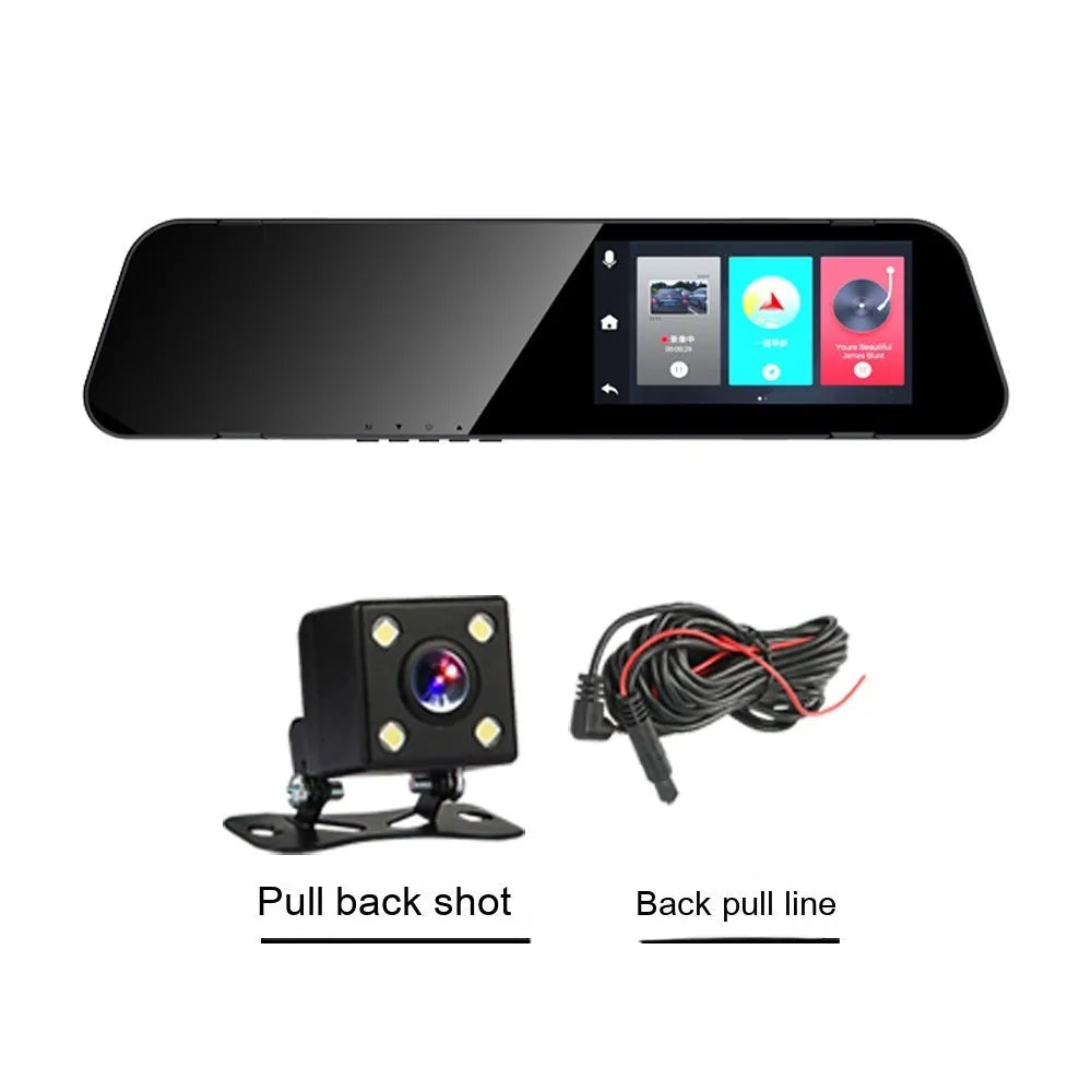 HD driving recorder with 4.5-inch screen showing front and rear night vision and reversing image