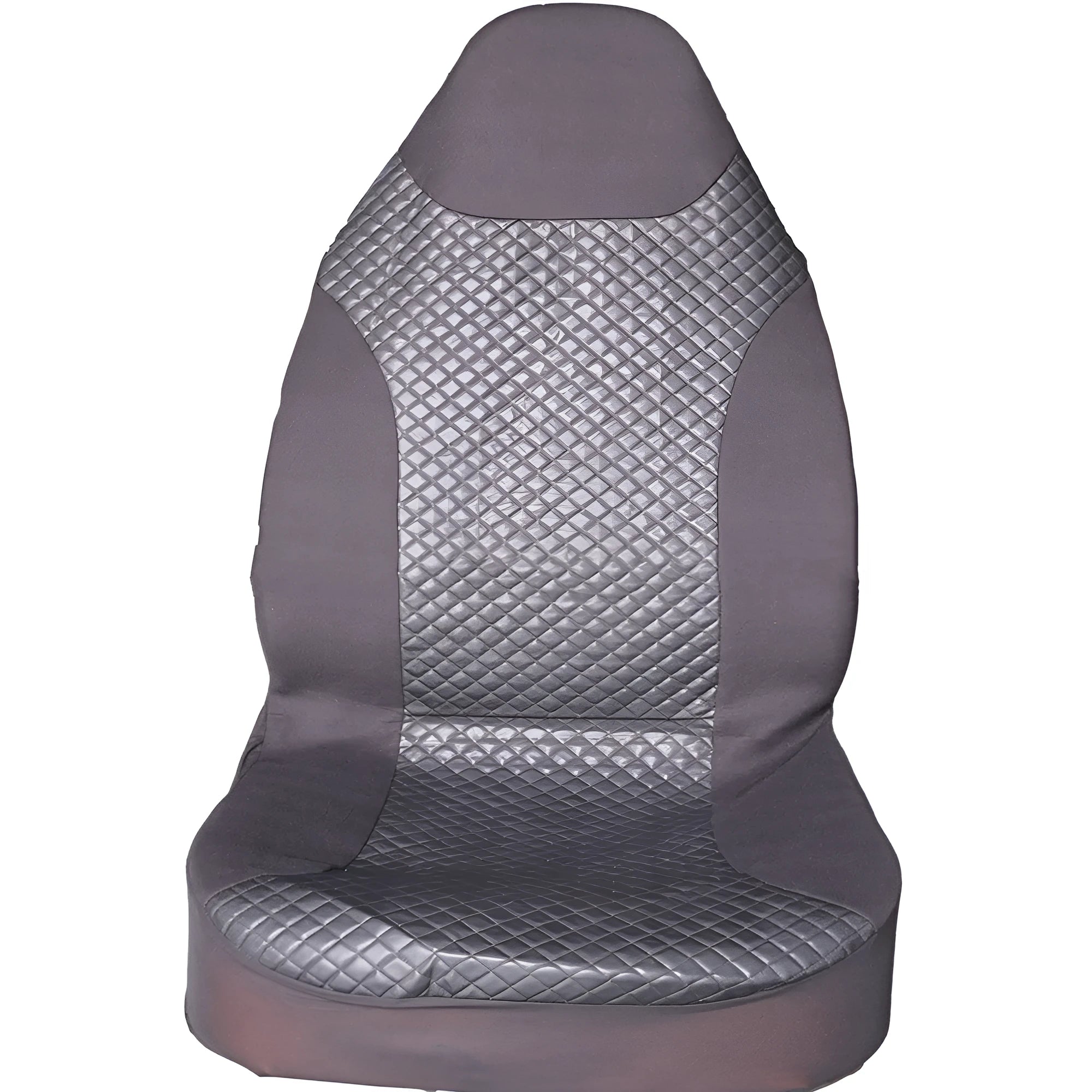 Black quilted automotive seat cover with plastic hooks for car interior protection