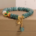 Blue water jade abacus beads crystal bracelet with white agate and alloy gemstone inlay