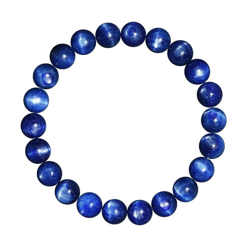 Blue crystal bracelet with spherical beads and Ruyi elements, polished 7A grade material
