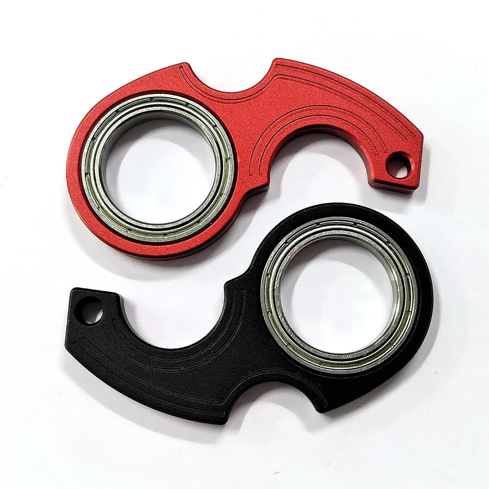 Metal texture rotating keychain in American style, 5x3.8mm, black colour with key ring