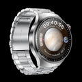 Smart watch with heart rate and blood pressure monitoring, TFT screen, black steel strap, wireless charger