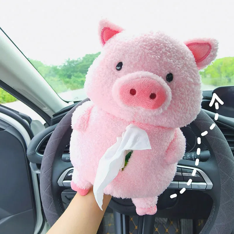 Plush cartoon lamb design car tissue box cover for auto and home use.
