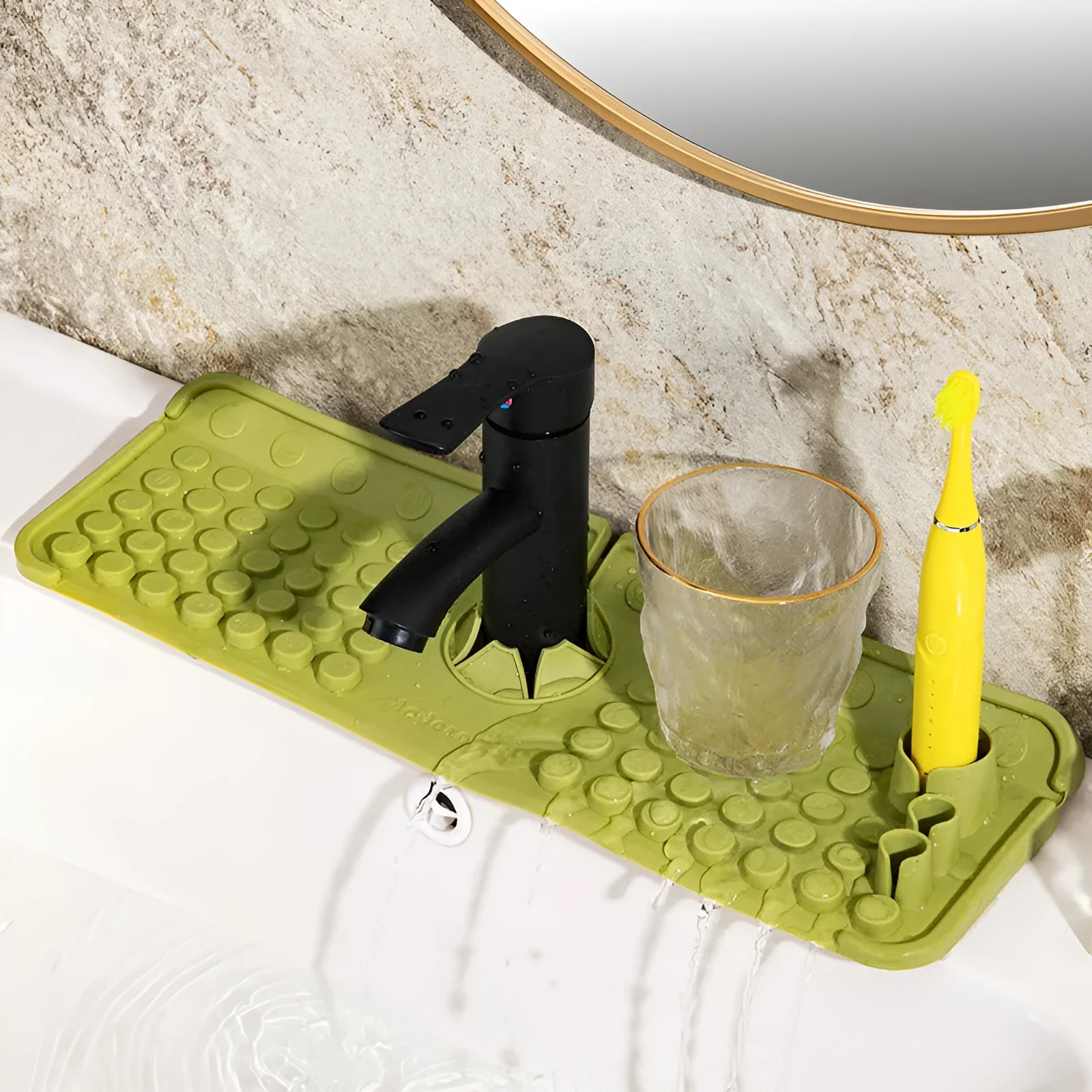 Cream colour silicone faucet water draining pad 42x14x3.5cm TPR Nordic kitchen gadget next to sink