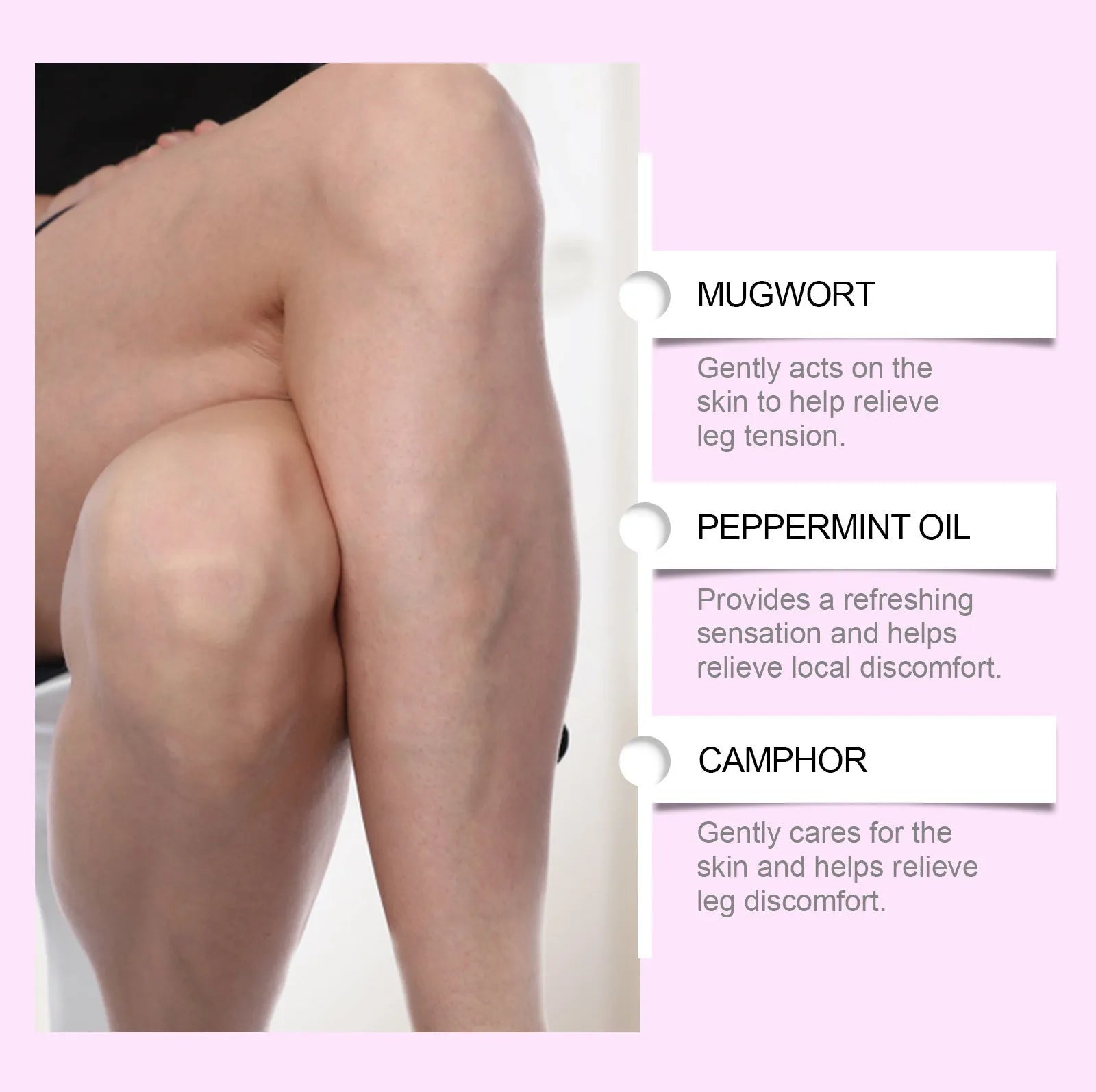 Box of 12 single-use leg care patches with plant-based ingredients for leg and foot application.