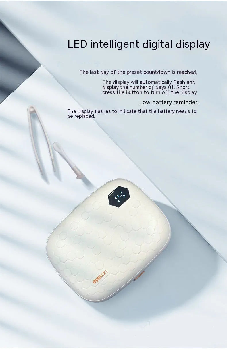 Pearl White automatic ultrasonic cleaning machine for invisible glasses, dimensions 85x65x30mm.