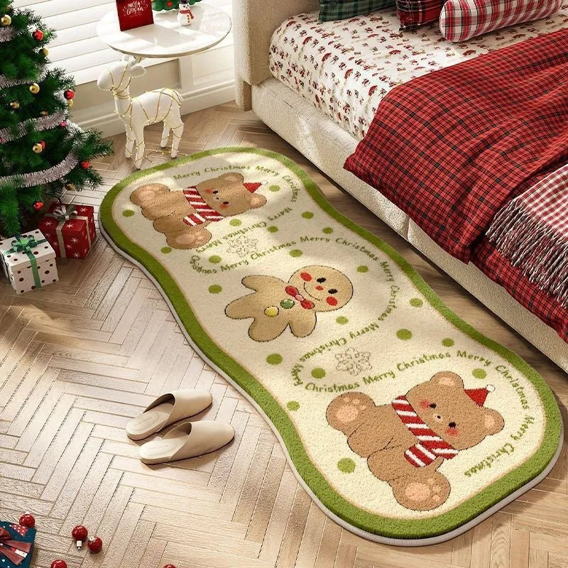 Christmas imitation cashmere carpet decoration with alien shape and botanical festive patterns