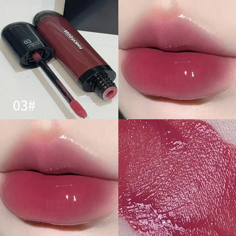 Black shiny Mirror Lip Lacquer makeup product showcasing six colour shades from the Black Citrus series.