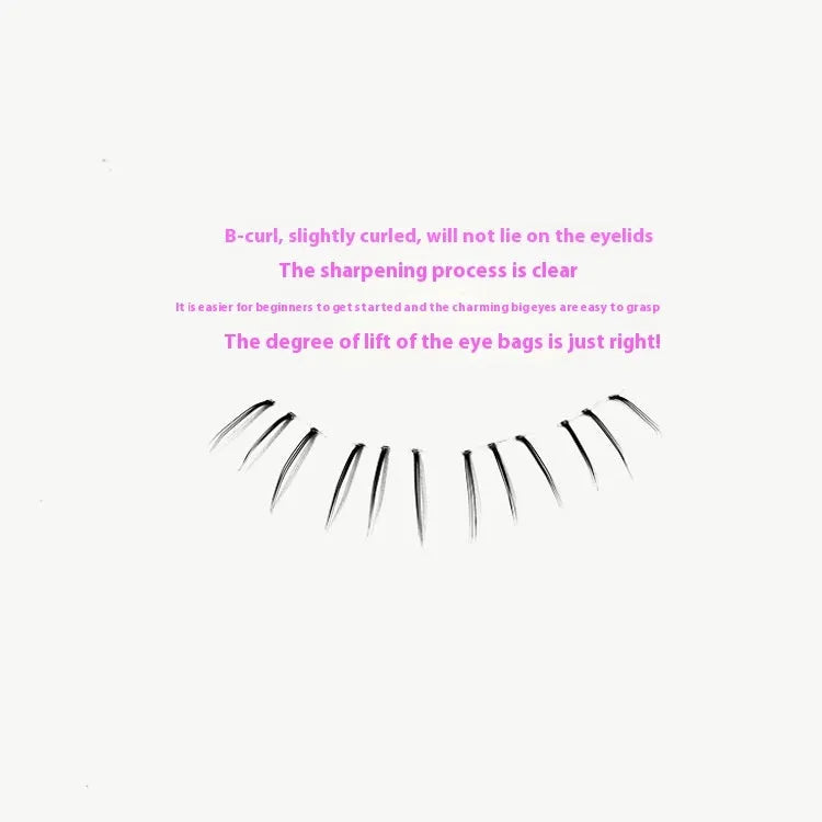 Kitten's Paw design false eyelashes with segmented sheer root in mixed 4-5-6mm lengths
