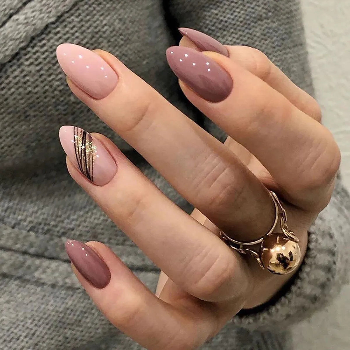 Head matte frosted almond shape false nails in multiple colours including Black and Leopard print, 24 pieces with glue