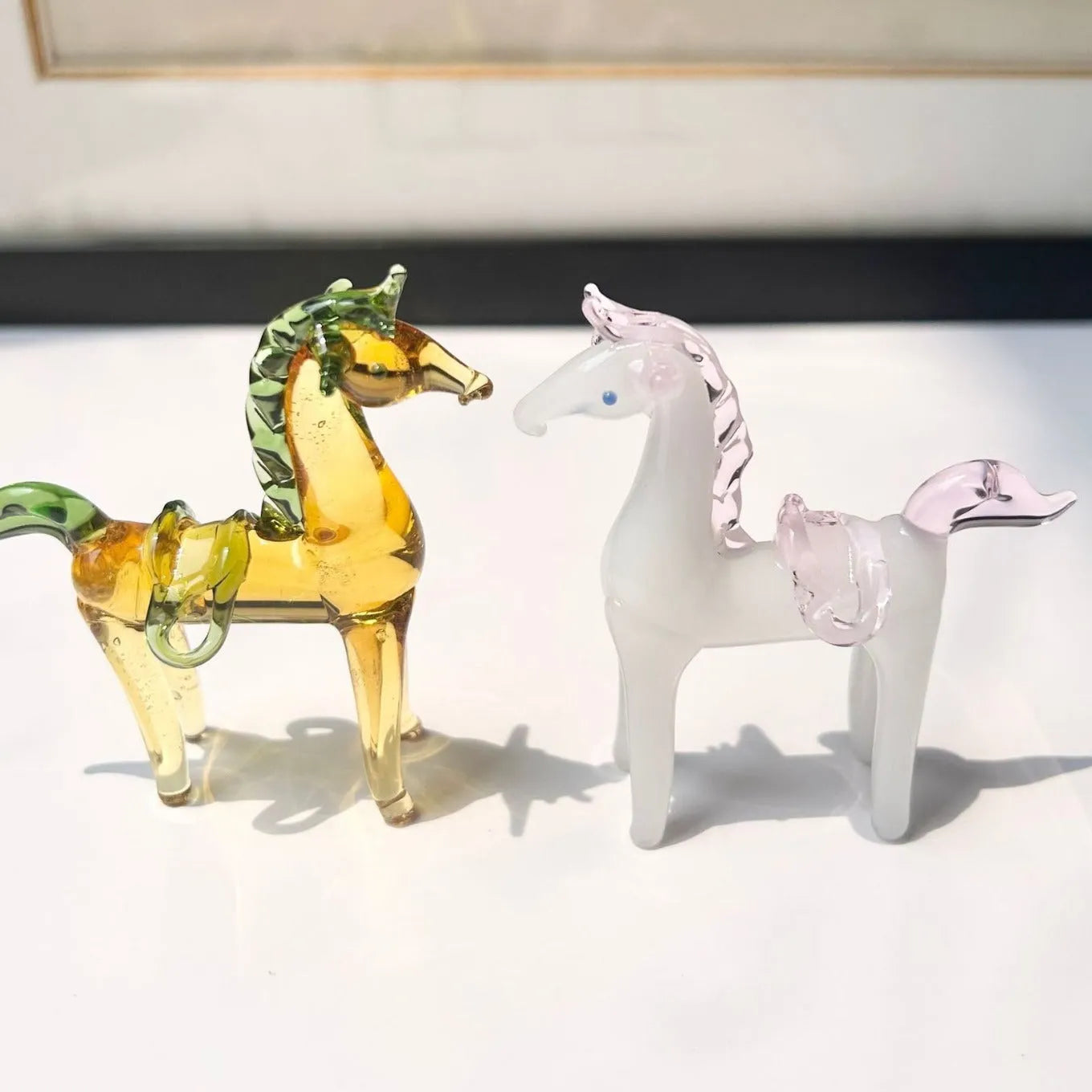 Brown and white coloured glaze horse figurine for office or home decor