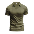 Men's loose fit V-neck short sleeve t-shirt in cotton blend fabric shown in multiple colour options