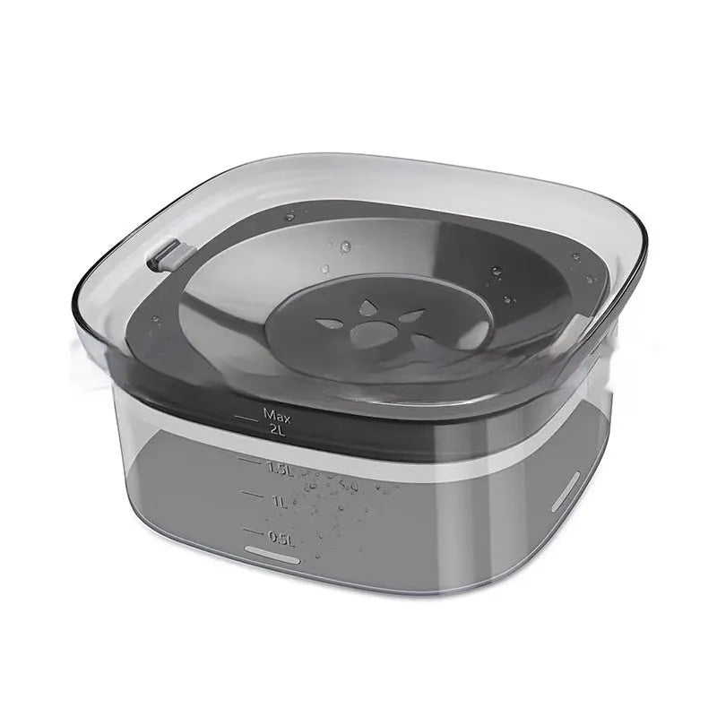 70oz Large Capacity Dog Water Bowl with Spill Proof Design, 2L Transparent Visible Water Level Slow Drinking Bowl for Dogs and Cats, Antispill Non-Slip Silicone Plugs and Frosted Bottom for Clean Floors