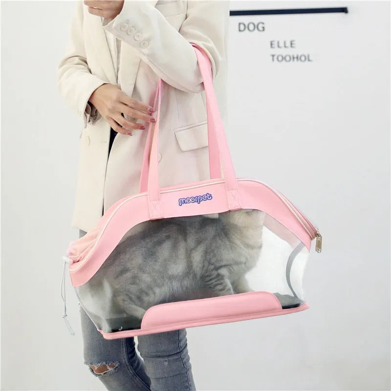 MOORPET leather cat carry bag with 25L capacity in solid colour options