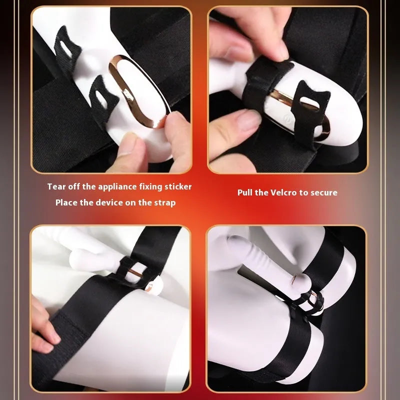 Black knitted adult appliance strap for secure toy tool attachment