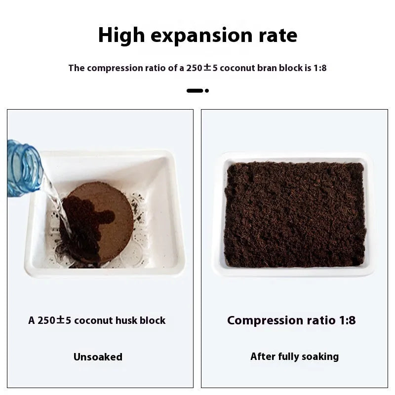 Compressed nutrient soil blocks for vegetable planting with various size specifications displayed