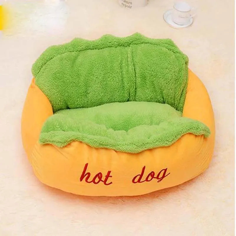 Soft flannelette dog bed cushion with jean cloth sides and anti-slip bottom in a neutral colour
