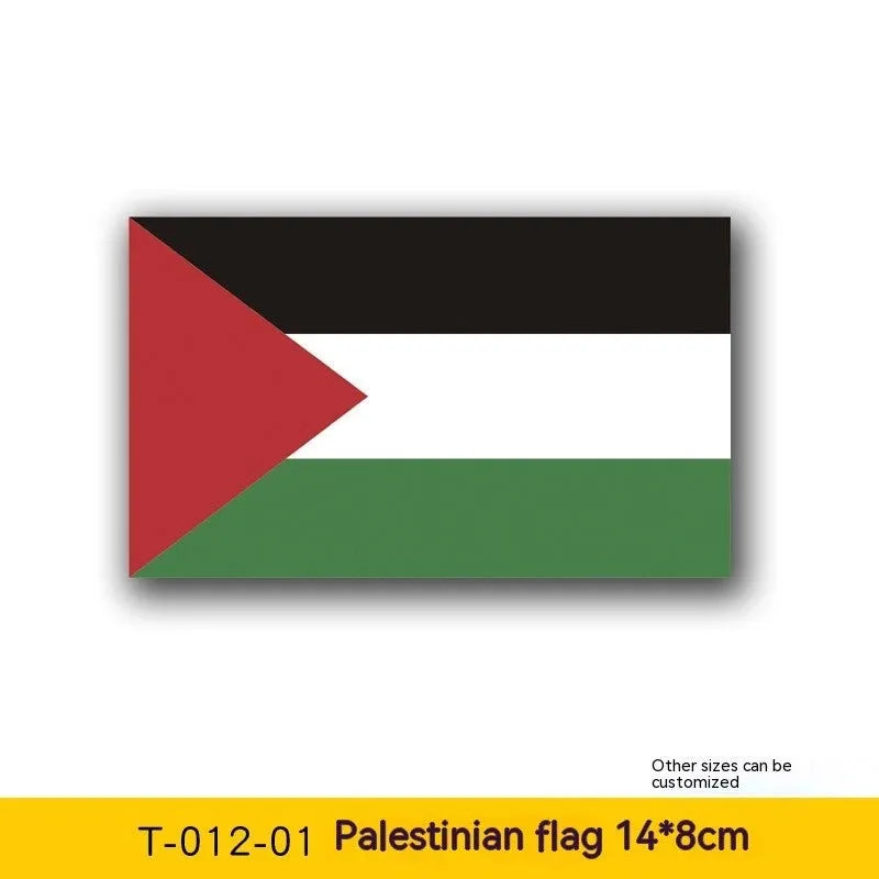 Six Palestinian flag car decal stickers on backing paper, PET vinyl material.
