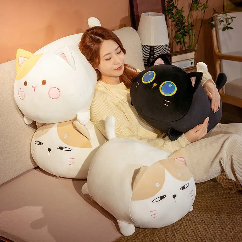 Cute cat doll plush toy in yellow with PP cotton filling, short plush fabric, 35cm size