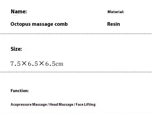 Small pink octopus-shaped massage comb for periocular meridian massage with natural resin material
