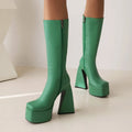 Women's high boots in artificial PU leather available in black, red, blue and white colours