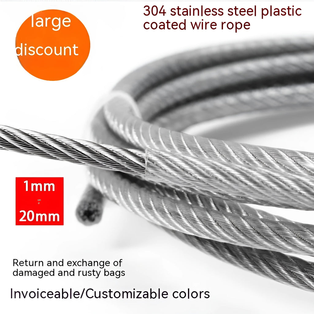 304 stainless steel invisible anti-theft wire rope with double twist construction on spool