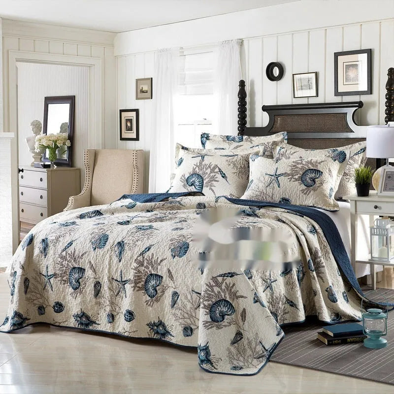 Pure cotton quilted bed cover set with printed pattern on a 1.5-1.8m bed.