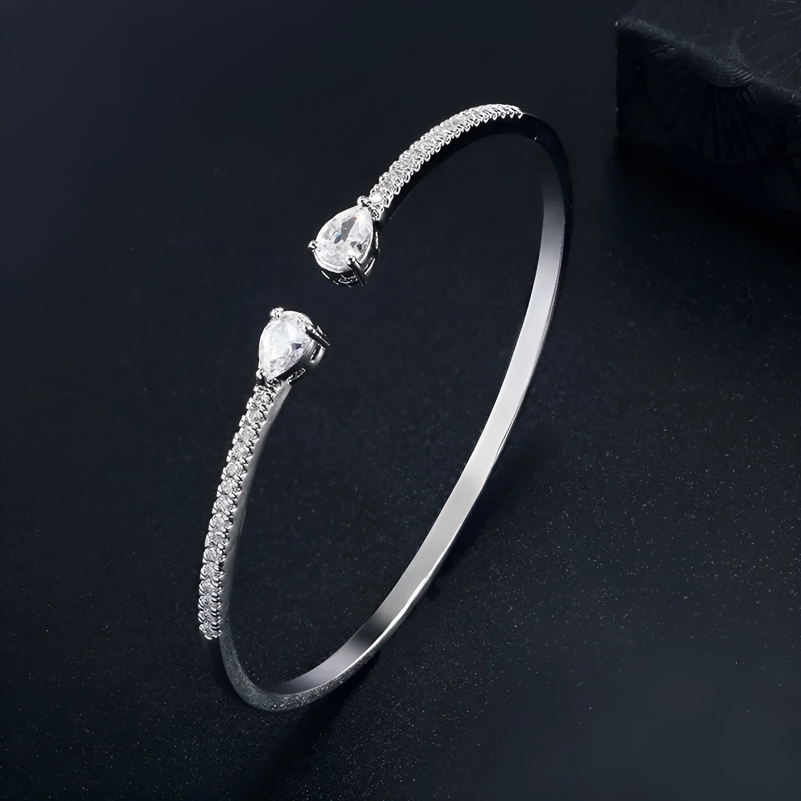 Multi-zircon personalised copper bracelet with inlaid crystal gemstones in white or blue colour