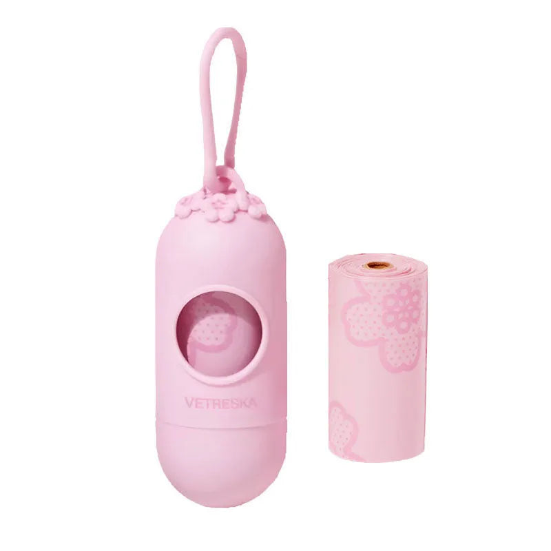 Thickened dog poop bag dispenser capsule with scented inner bag roll in strawberry, orange or cherry blossom styles