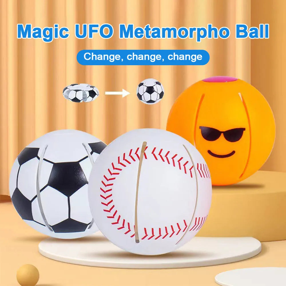 Interactive dog ball toy with flying disc function in multiple colours