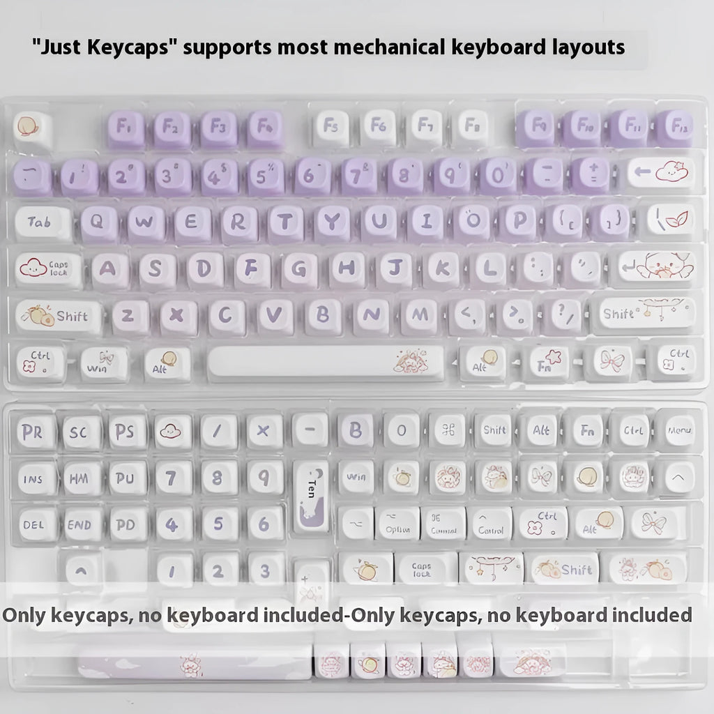 Gradient purple rabbit design PBT keycaps for mechanical keyboards with sublimation printing