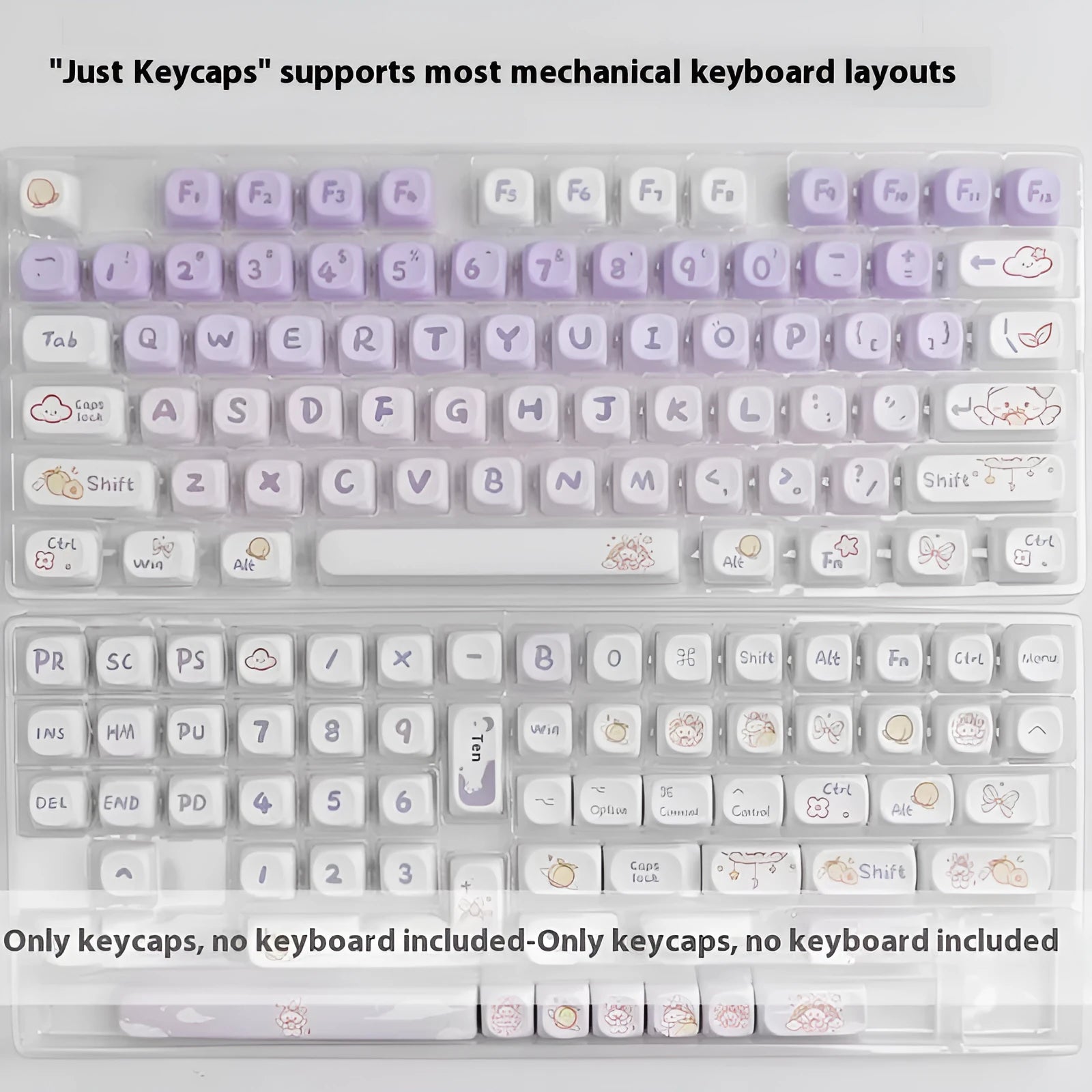 Gradient purple rabbit design PBT keycaps for mechanical keyboards with sublimation printing