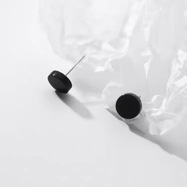 Sterling silver S999 flat bone stud earrings in round geometric design with 3mm to 8mm size options