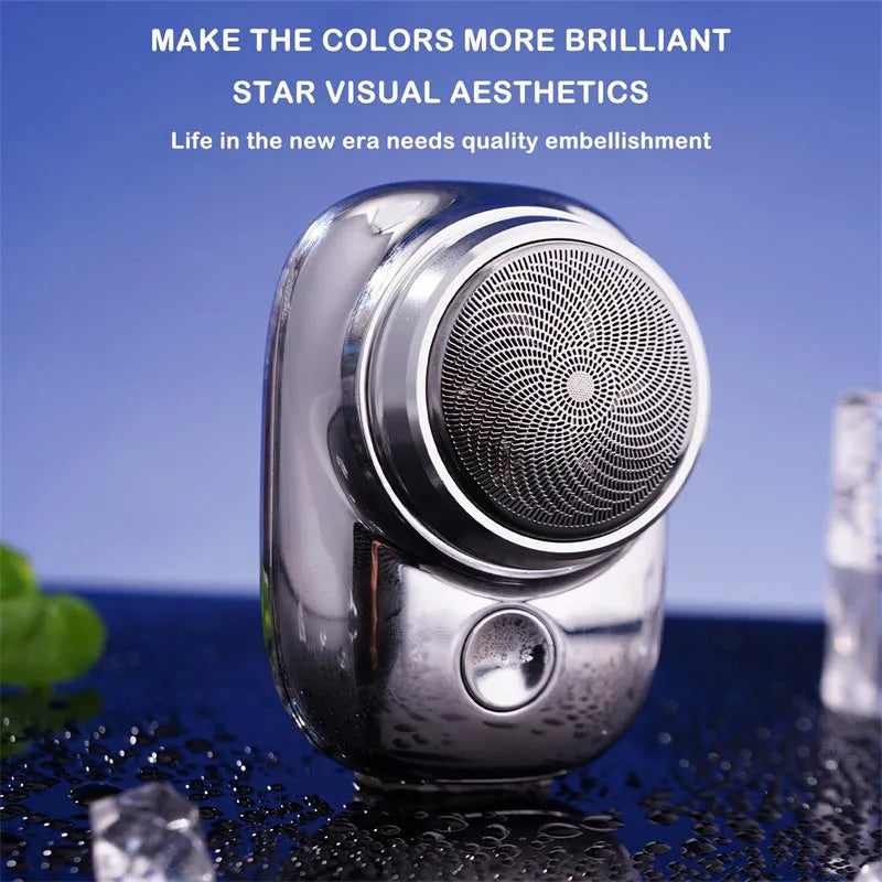 Mini portable rechargeable USB electric shaver with aluminium metal body and rotary 1-blade head
