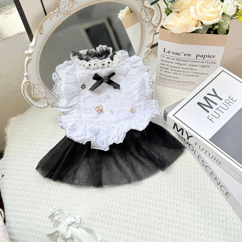 White yarn skirt princess-style gauze dog dress for small dogs