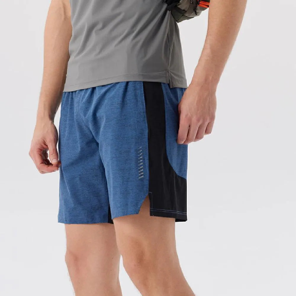 Men's forest green spandex casual shorts with five-point construction and mid-waist design