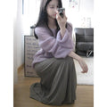 Purple women's blouse with hollow out pattern and princess sleeves on mannequin