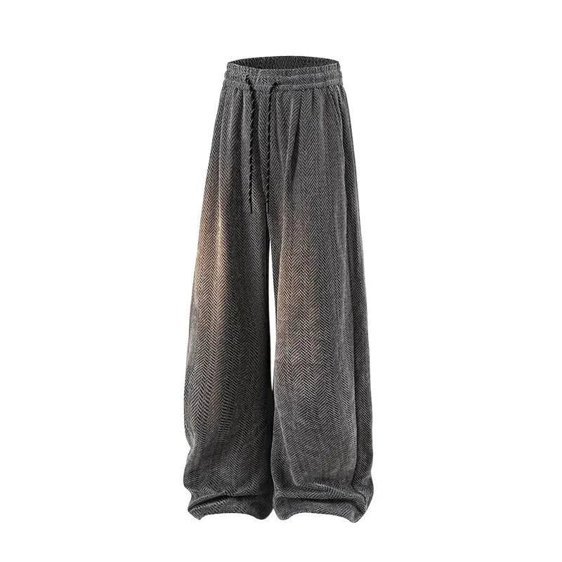 Straight-leg fleece-lined trousers with elastic waistband in light grey, dark grey, and black colours